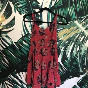 Pink floral flowy sundress with an open back